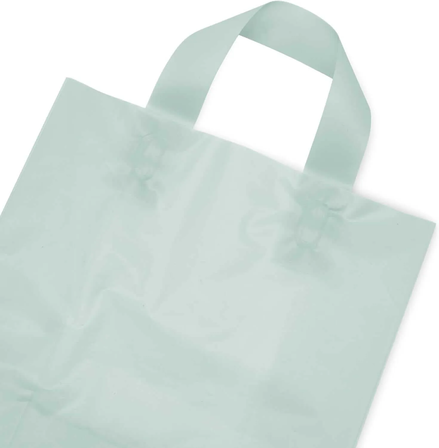 10x5x13 Medium Frosted Mint Plastic Bags with Handles