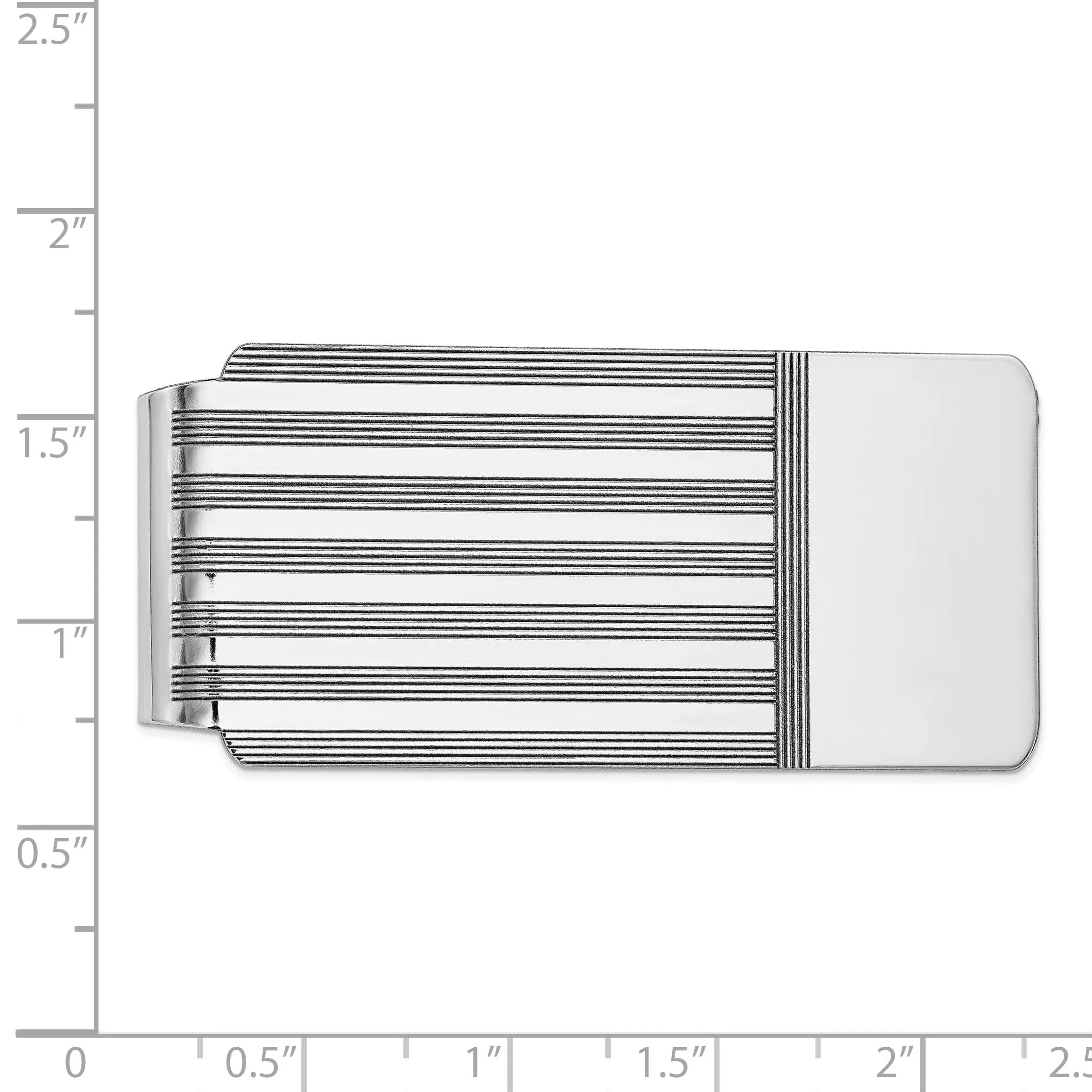 14k White Gold Solid Line Design Money Clip.