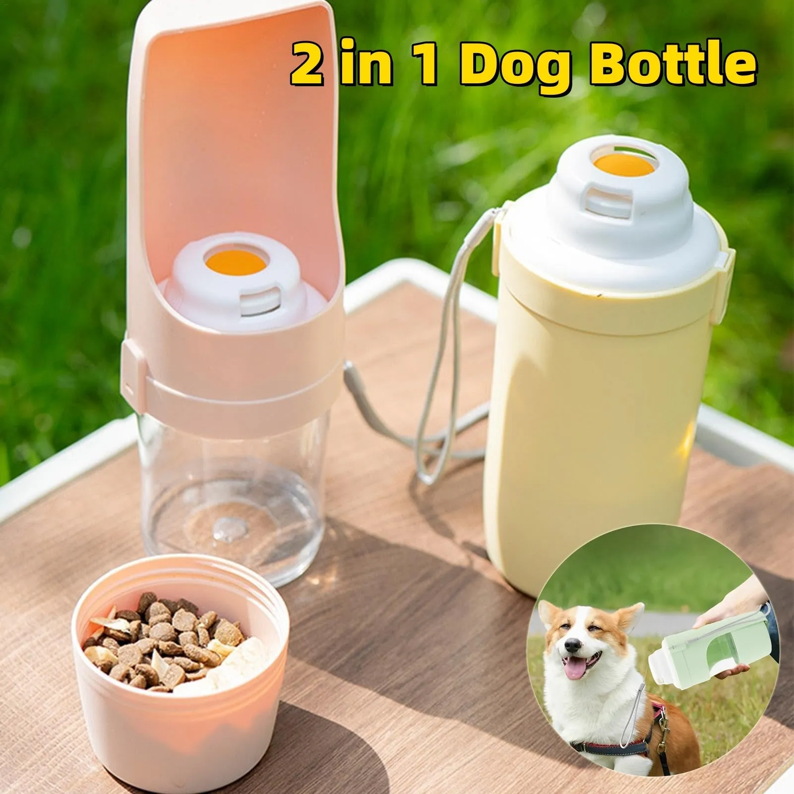 2 In 1 Portable Dog Water and Feeding Travel Bottle