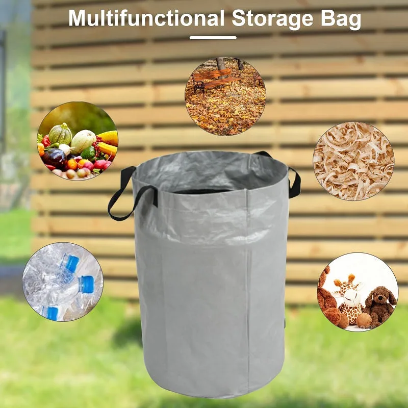 3PCS 100L Reusable Foldable Garden Waste Bag Leaf Weed Storage Bucket