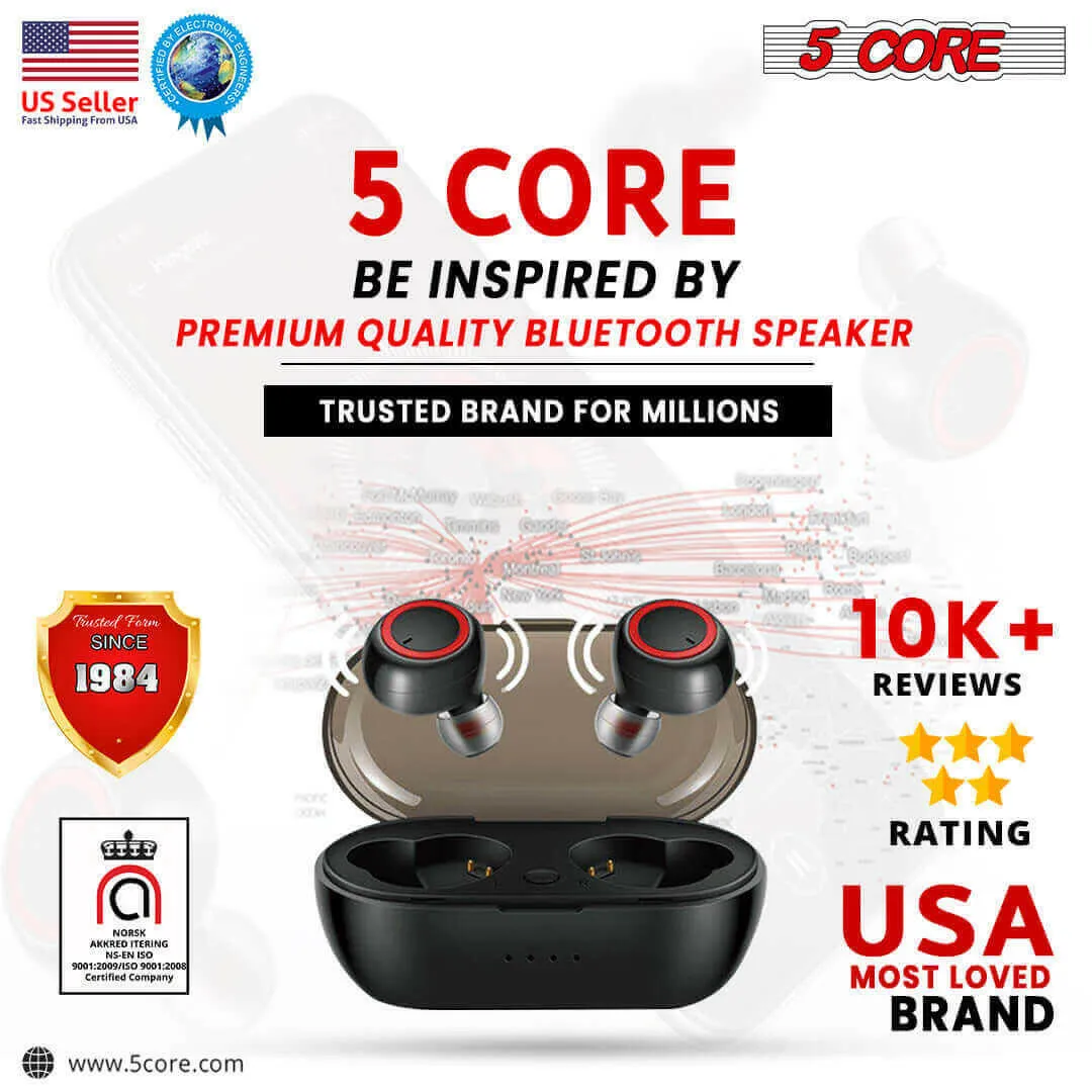 5 CORE Wireless Earbuds Bluetooth 5.0 in Ear Light-Weight Headphones