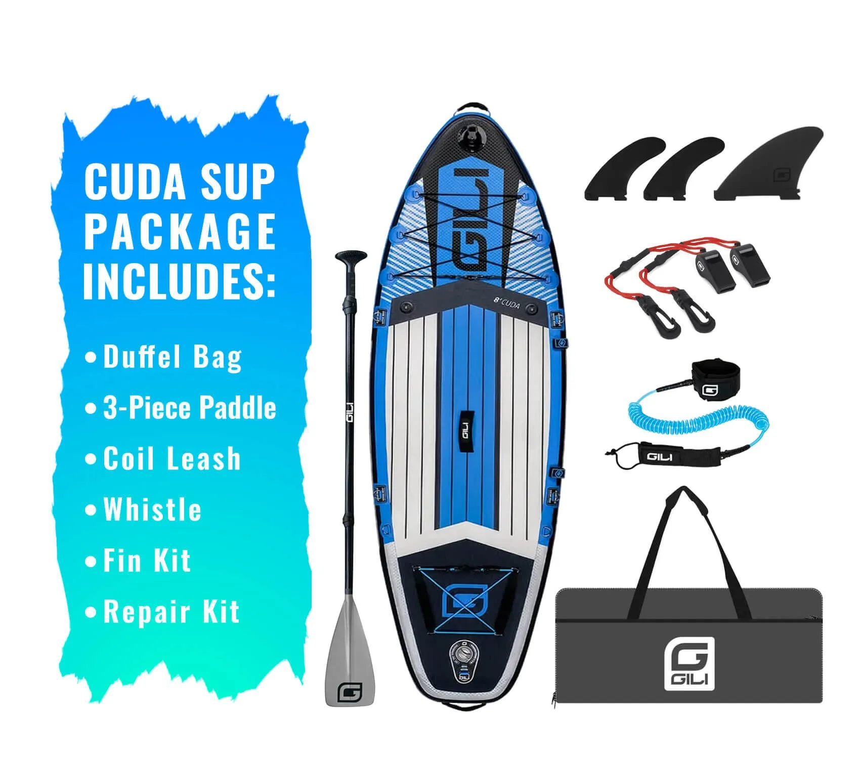 8' / 9' Cuda Inflatable Stand Up Paddle Board for Kids