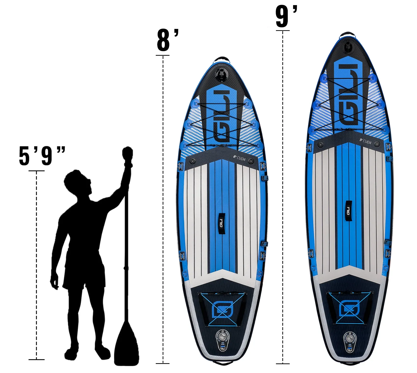 8' / 9' Cuda Inflatable Stand Up Paddle Board for Kids