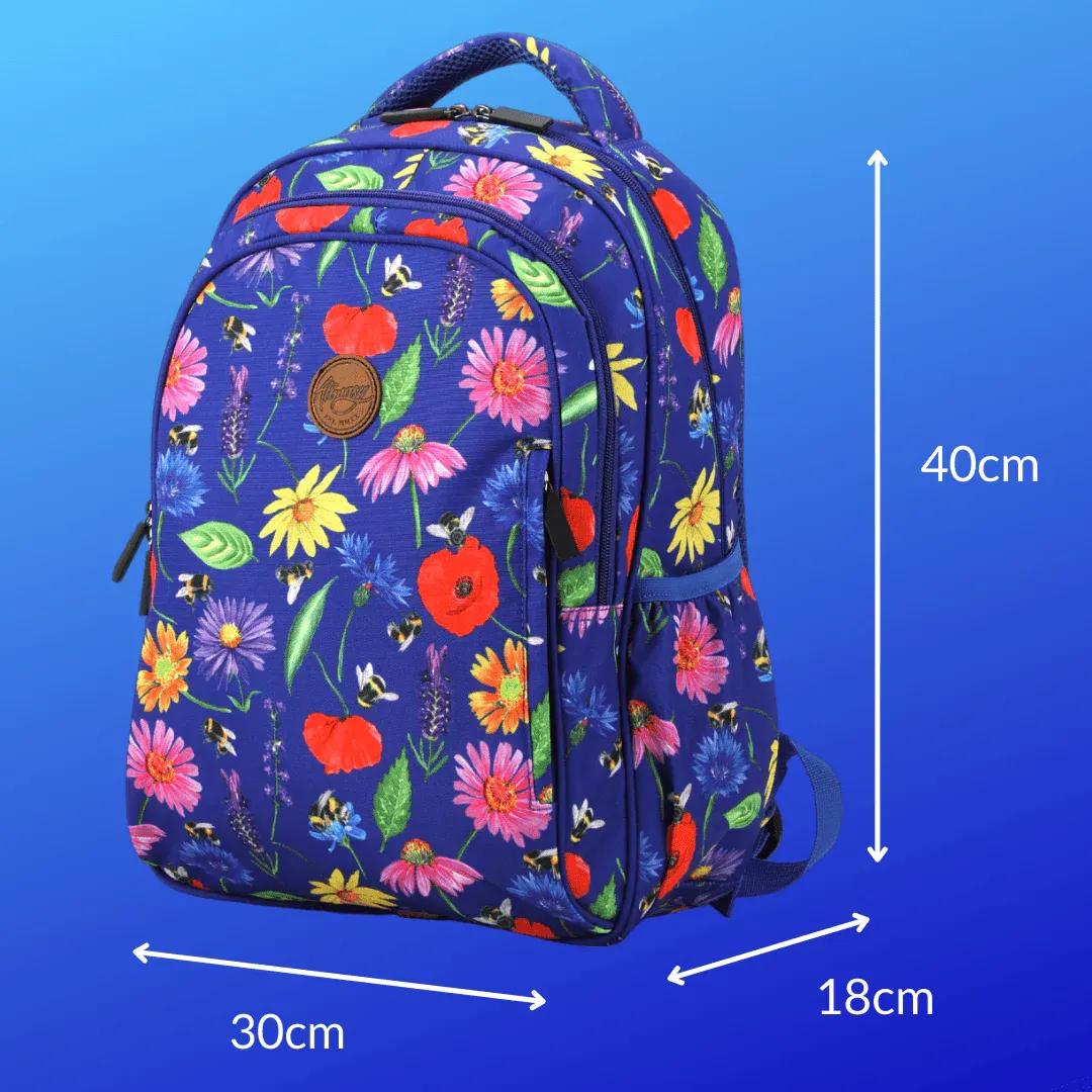 Alimasy Midsize Kids Backpack - Bees and Flowers