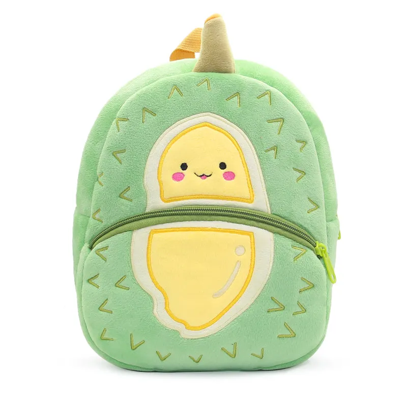 Anykidz 3D Green Durian School Backpack Cute Fruit With Cartoon Designs Children Toddler Plush Bag For Baby Girls and Boys