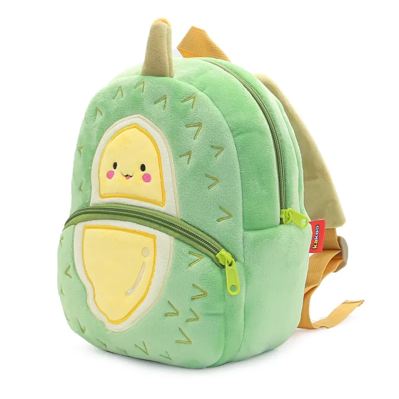 Anykidz 3D Green Durian School Backpack Cute Fruit With Cartoon Designs Children Toddler Plush Bag For Baby Girls and Boys