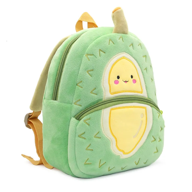 Anykidz 3D Green Durian School Backpack Cute Fruit With Cartoon Designs Children Toddler Plush Bag For Baby Girls and Boys