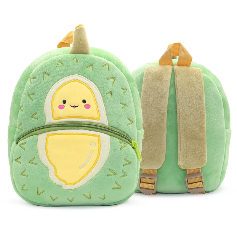 Anykidz 3D Green Durian School Backpack Cute Fruit With Cartoon Designs Children Toddler Plush Bag For Baby Girls and Boys