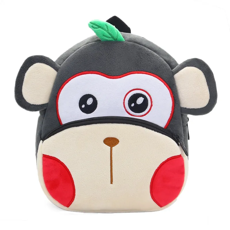 Anykidz 3D Grey Monkey School Backpack Cute Animal With Cartoon Designs Children Toddler Plush Bag For Baby Girls and Boys