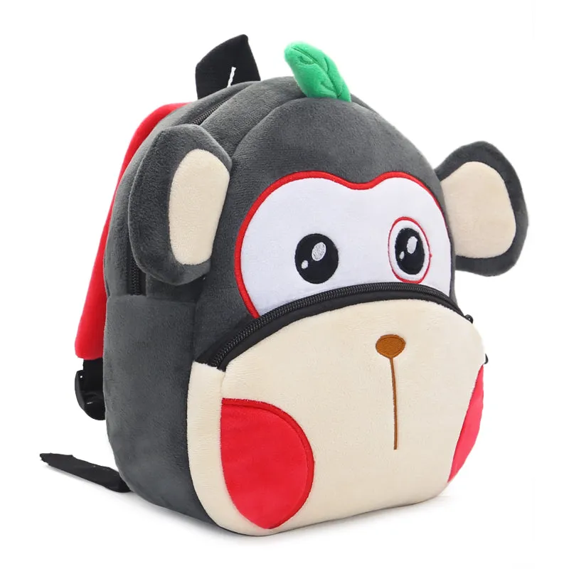 Anykidz 3D Grey Monkey School Backpack Cute Animal With Cartoon Designs Children Toddler Plush Bag For Baby Girls and Boys