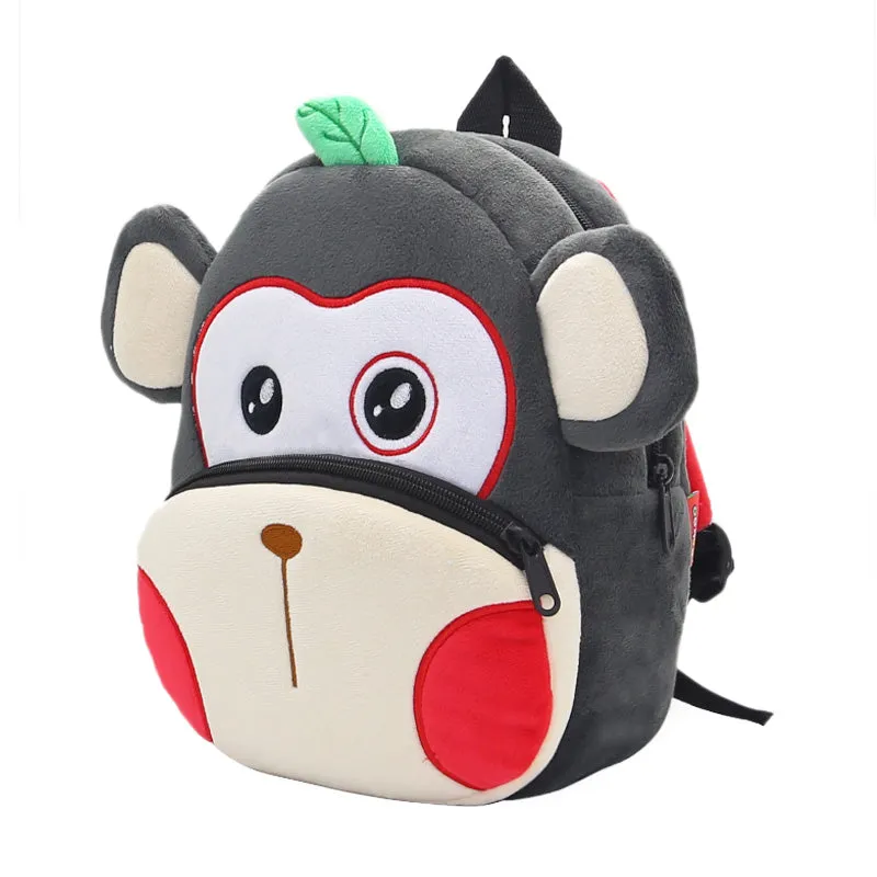 Anykidz 3D Grey Monkey School Backpack Cute Animal With Cartoon Designs Children Toddler Plush Bag For Baby Girls and Boys