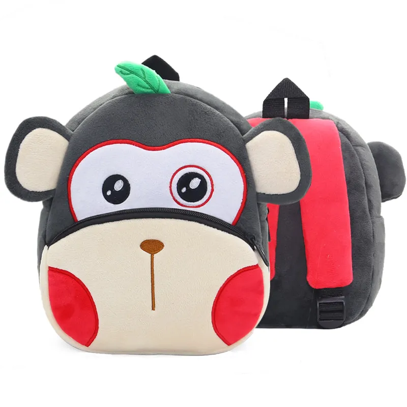 Anykidz 3D Grey Monkey School Backpack Cute Animal With Cartoon Designs Children Toddler Plush Bag For Baby Girls and Boys