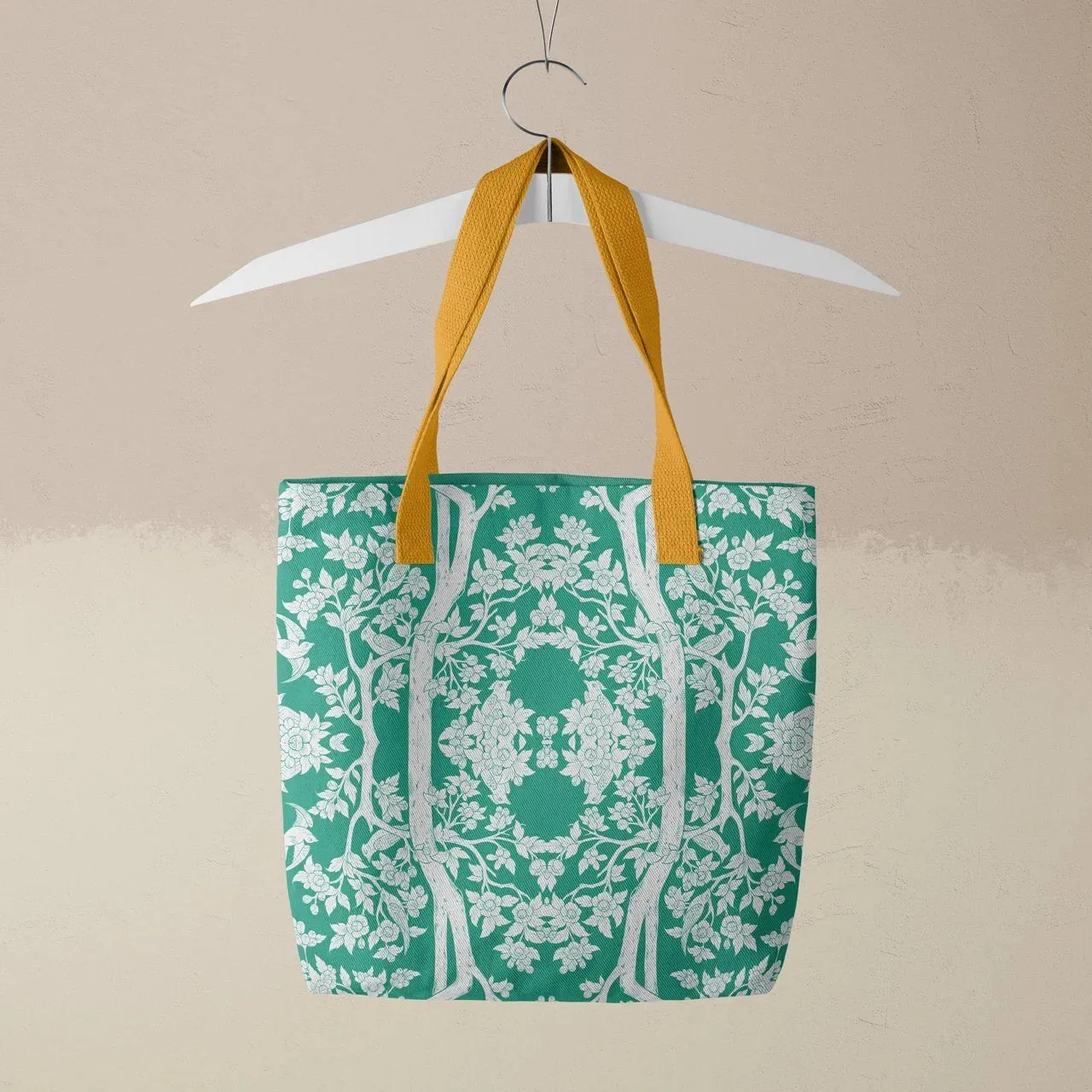 Aviary Tote - Hummingbird Green Bird Pattern Shopping Tote