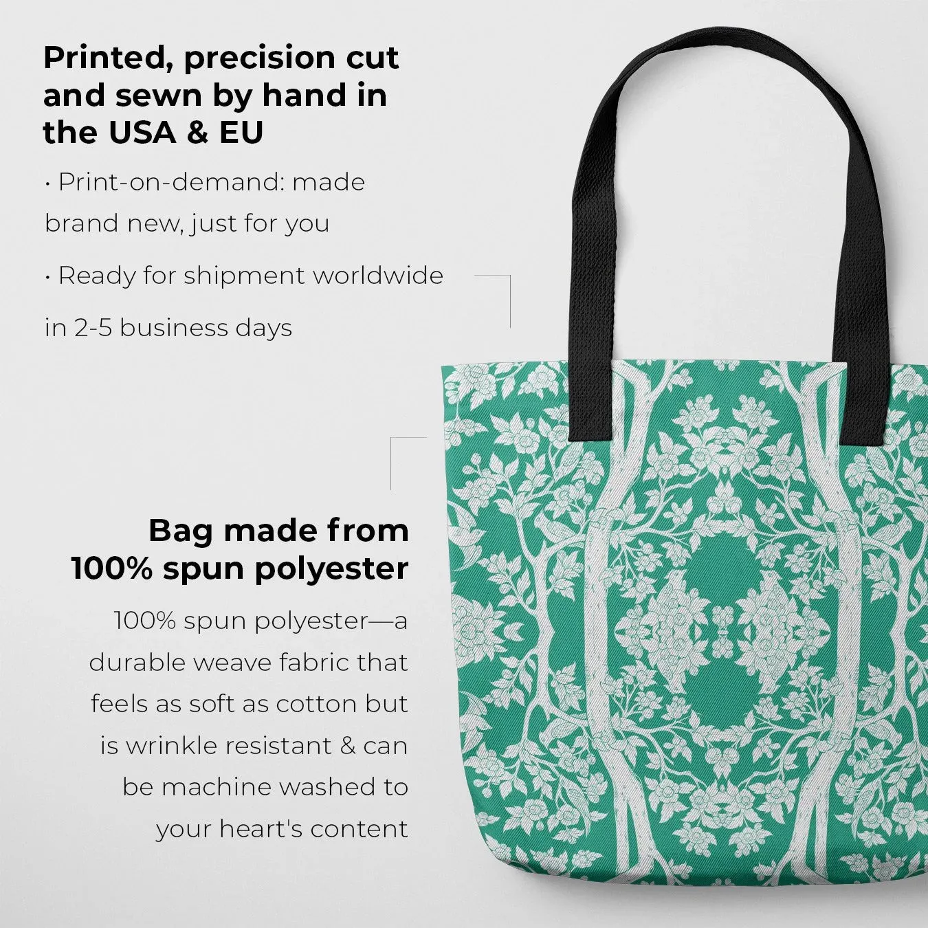 Aviary Tote - Hummingbird Green Bird Pattern Shopping Tote