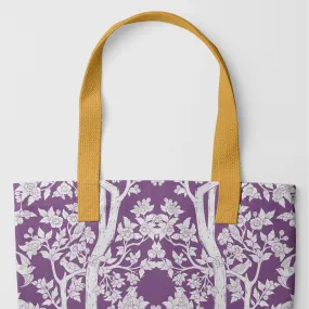 Aviary Tote - Purple Finch Bird Pattern Shopping Tote