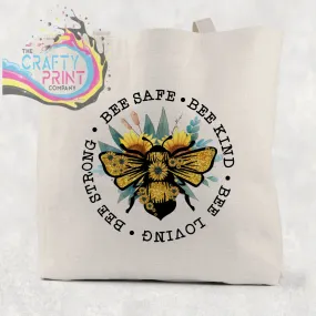 Bee Safe Bee Kind Cotton Tote Bag