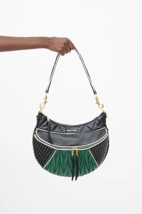 Black & Green Leather Rider Shoulder  Bag