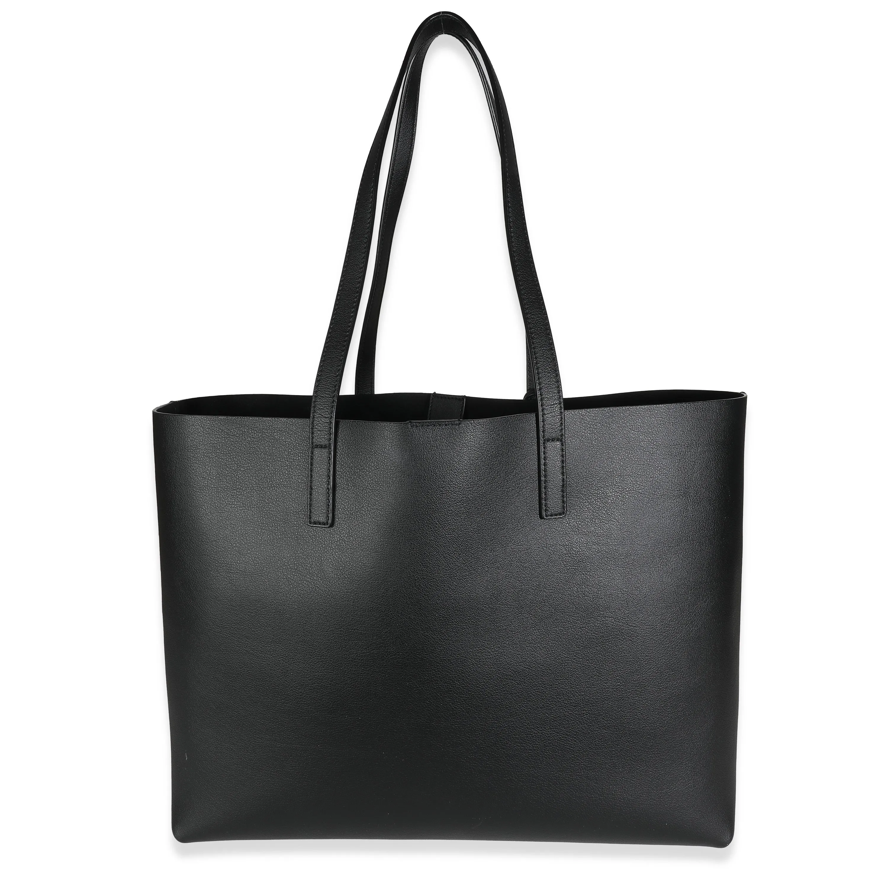 Black Calfskin East West Shopping Tote