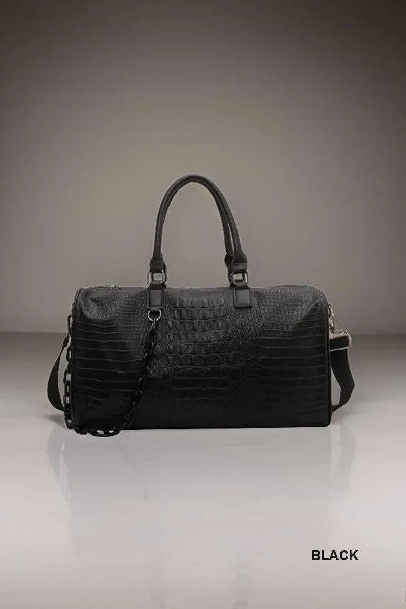 Black Faux Leather Weekender Bag