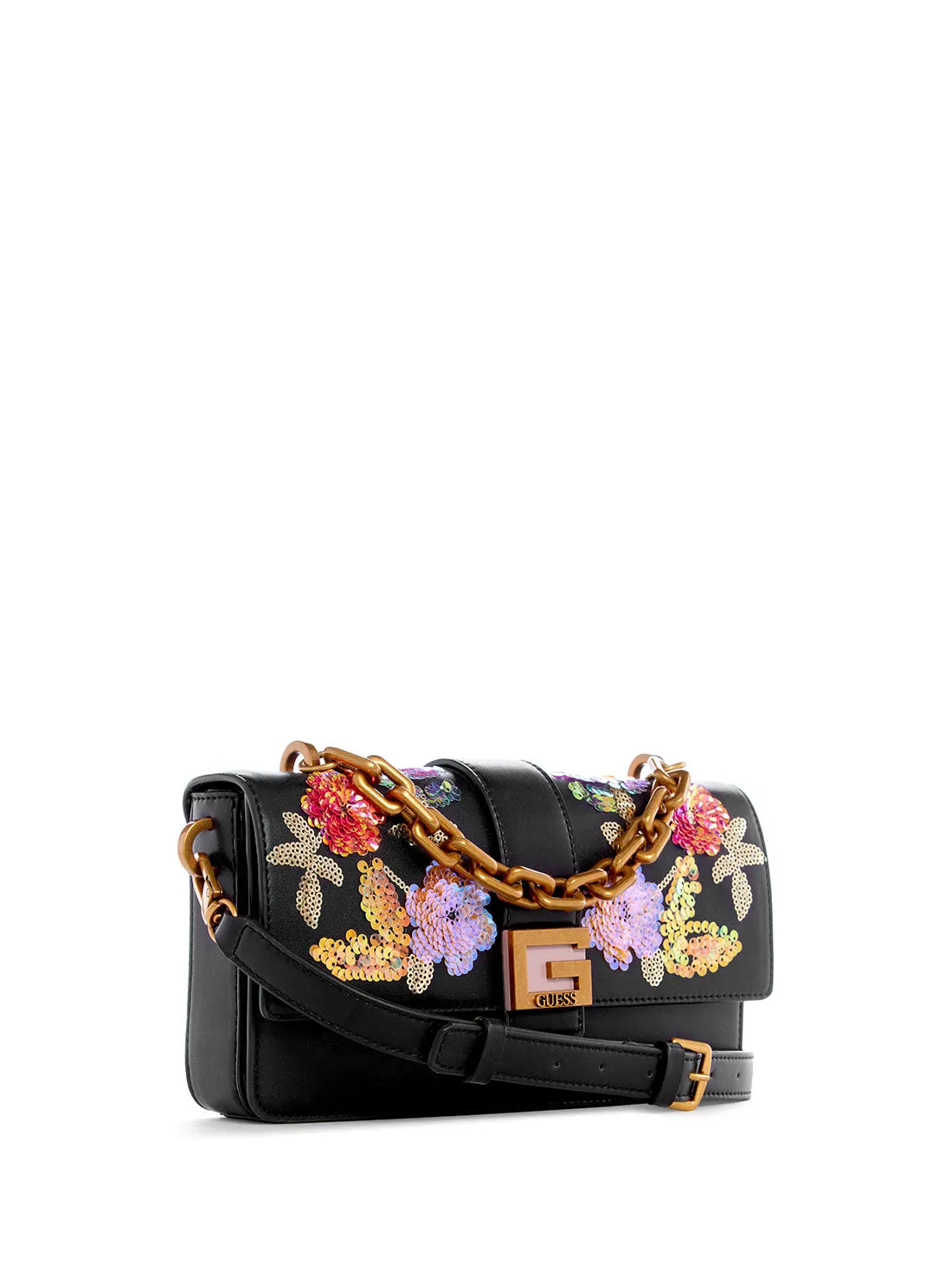 Black Floral Morada Crossbody Bag