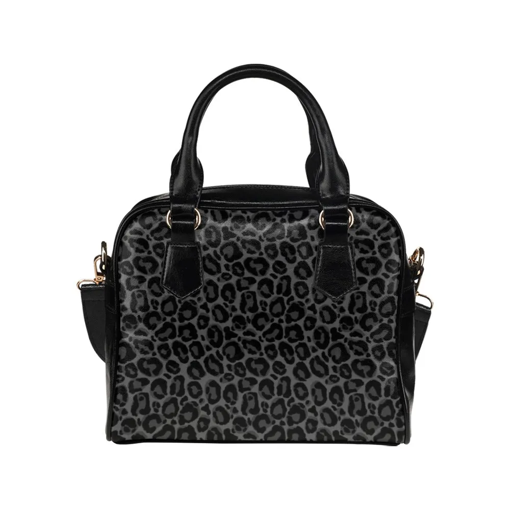 Black Leopard Purse, Animal Print Panther Cheetah Pattern Cute Small Shoulder Bag High Grade PU Leather Women Designer Handbag