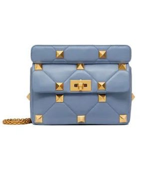 Blue Roman Stud Leather Top Handle Bag