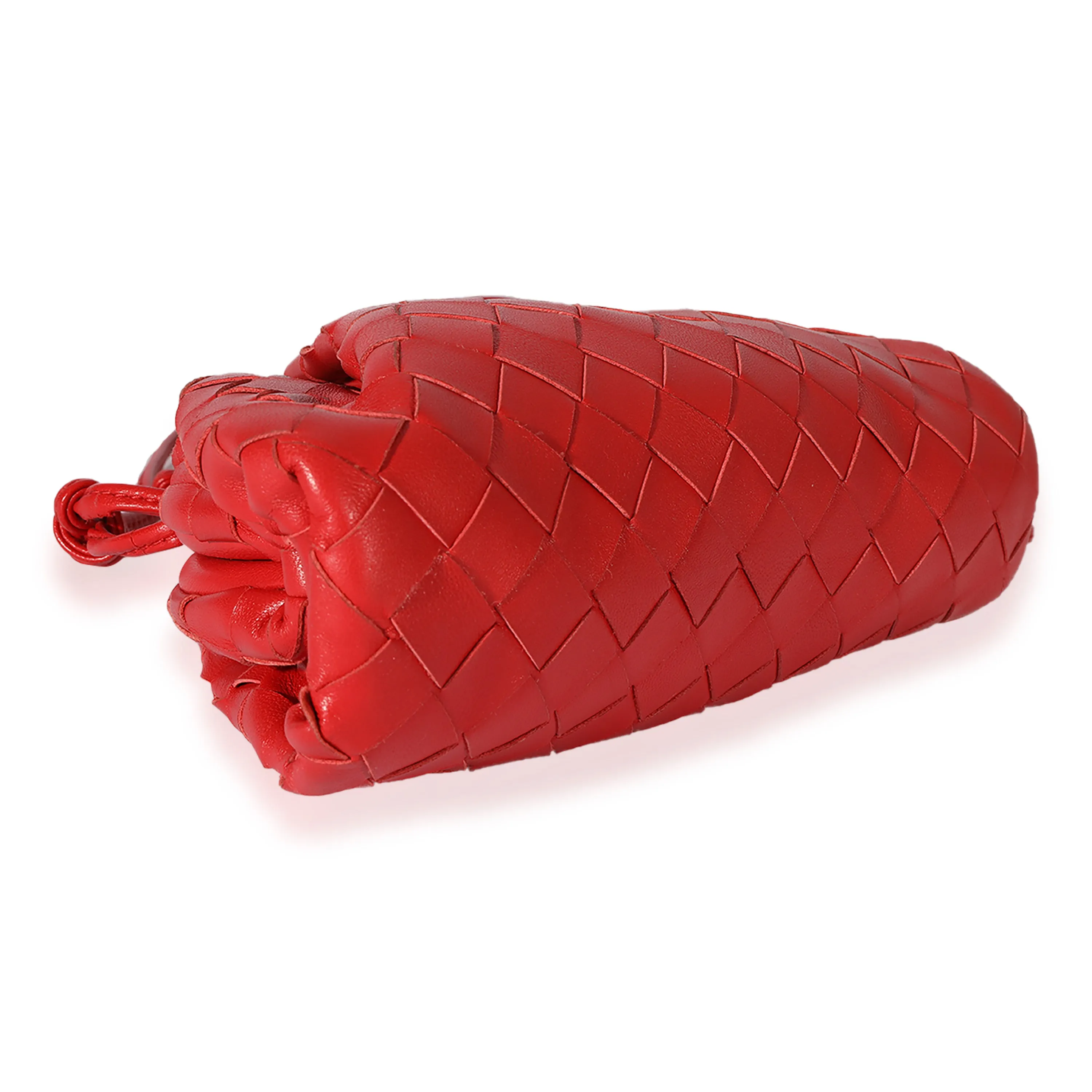 Bottega Veneta Red Intrecciato Calfskin Mini Pouch