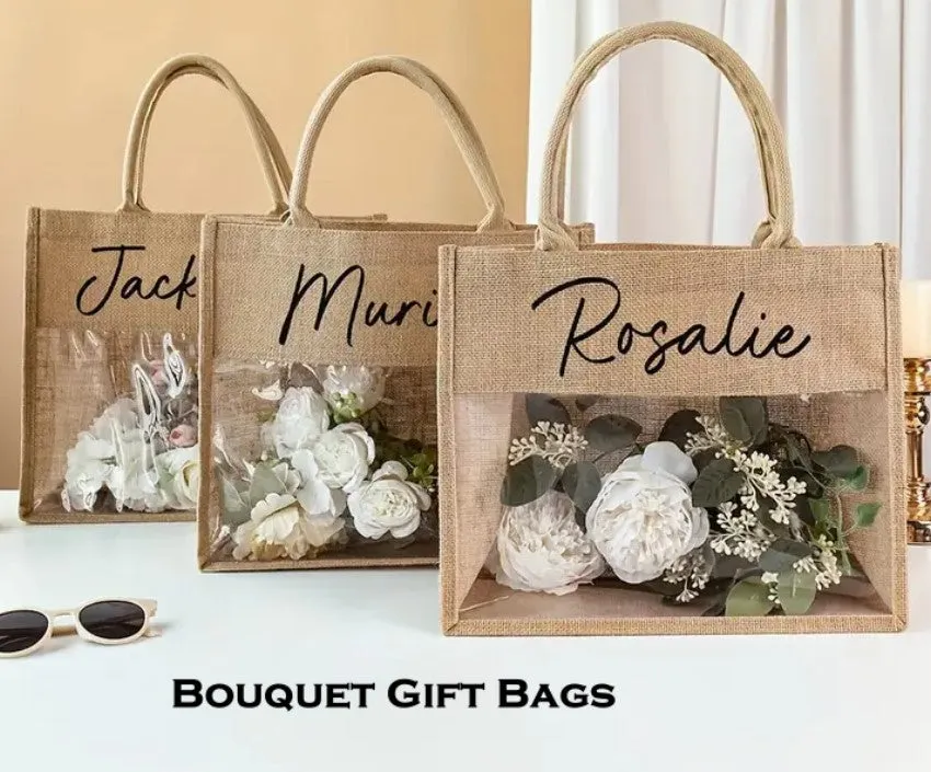 Bridal Party Bouquet Personalized Gifts l Bridesmaid Canvas Tote Bag l BAG-010