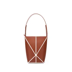 Bucket Small Foldable Shoulder Bag - Umber/White