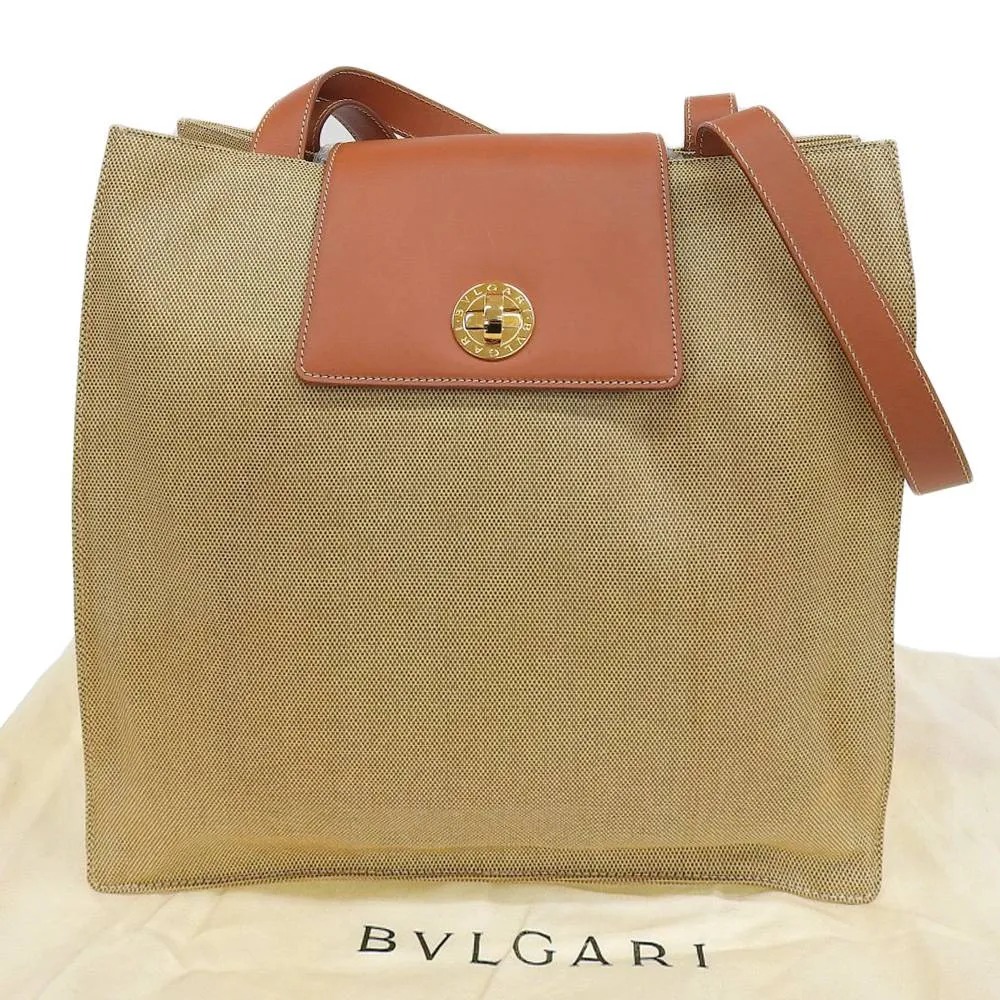 Bvlgari Canvas and Leather Shopping Tote Bag RV EIBB