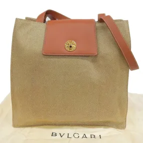 Bvlgari Canvas and Leather Shopping Tote Bag RV EIBB