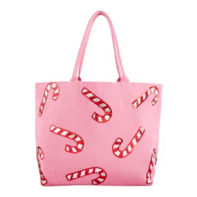 Candy Cane Sparkle Tote Bag