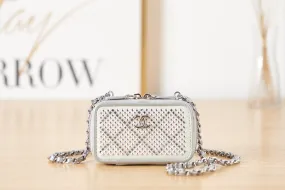 CHL Crystal Small Vanity with Chain White/Silver Bag For Women 10cm/4in