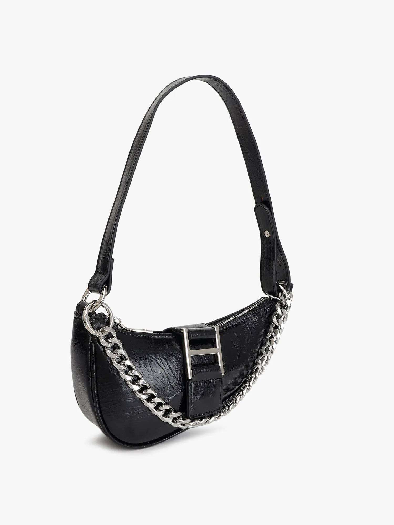 Chunky Chain Crescent Shoulder Bag