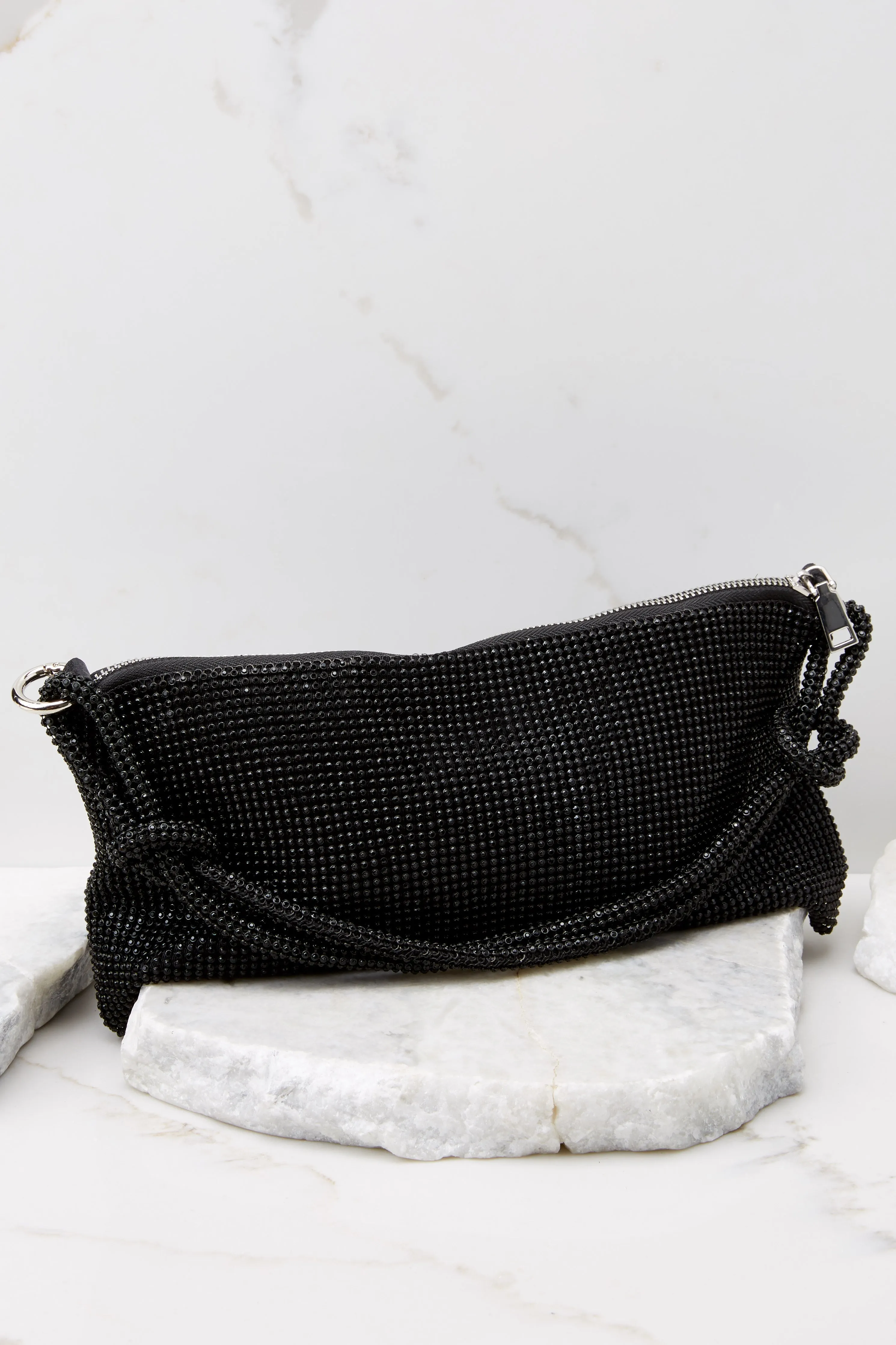 City Drives Black Beaded Mesh Bag