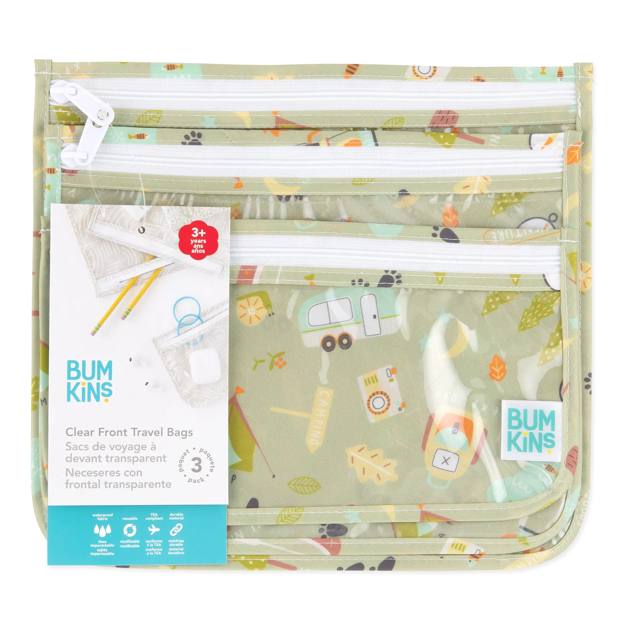 Clear Travel Bag 3-Pack: Camp Gear