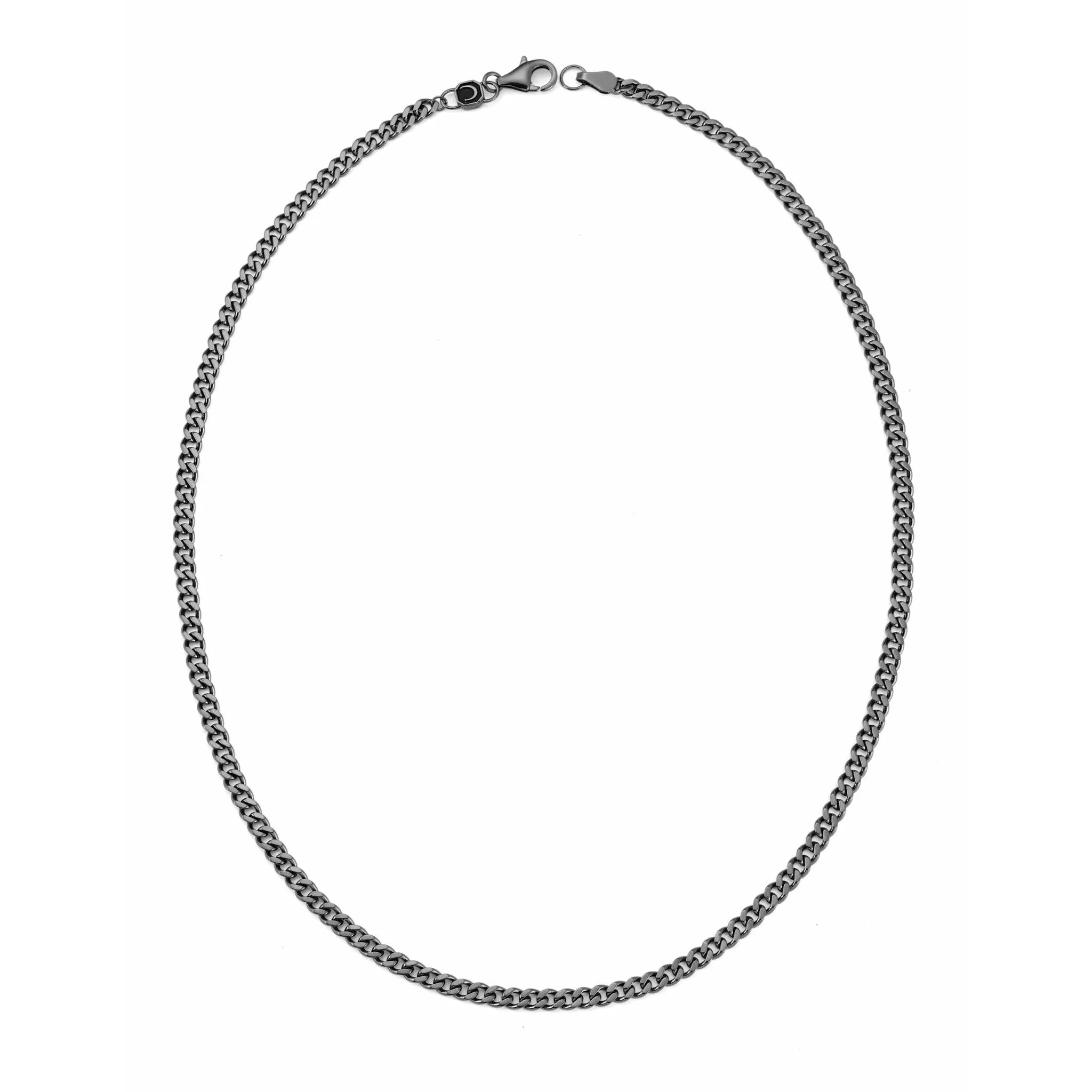 CRISLU Mens 18" Matte Curb Chain Necklace In Black Rhodium