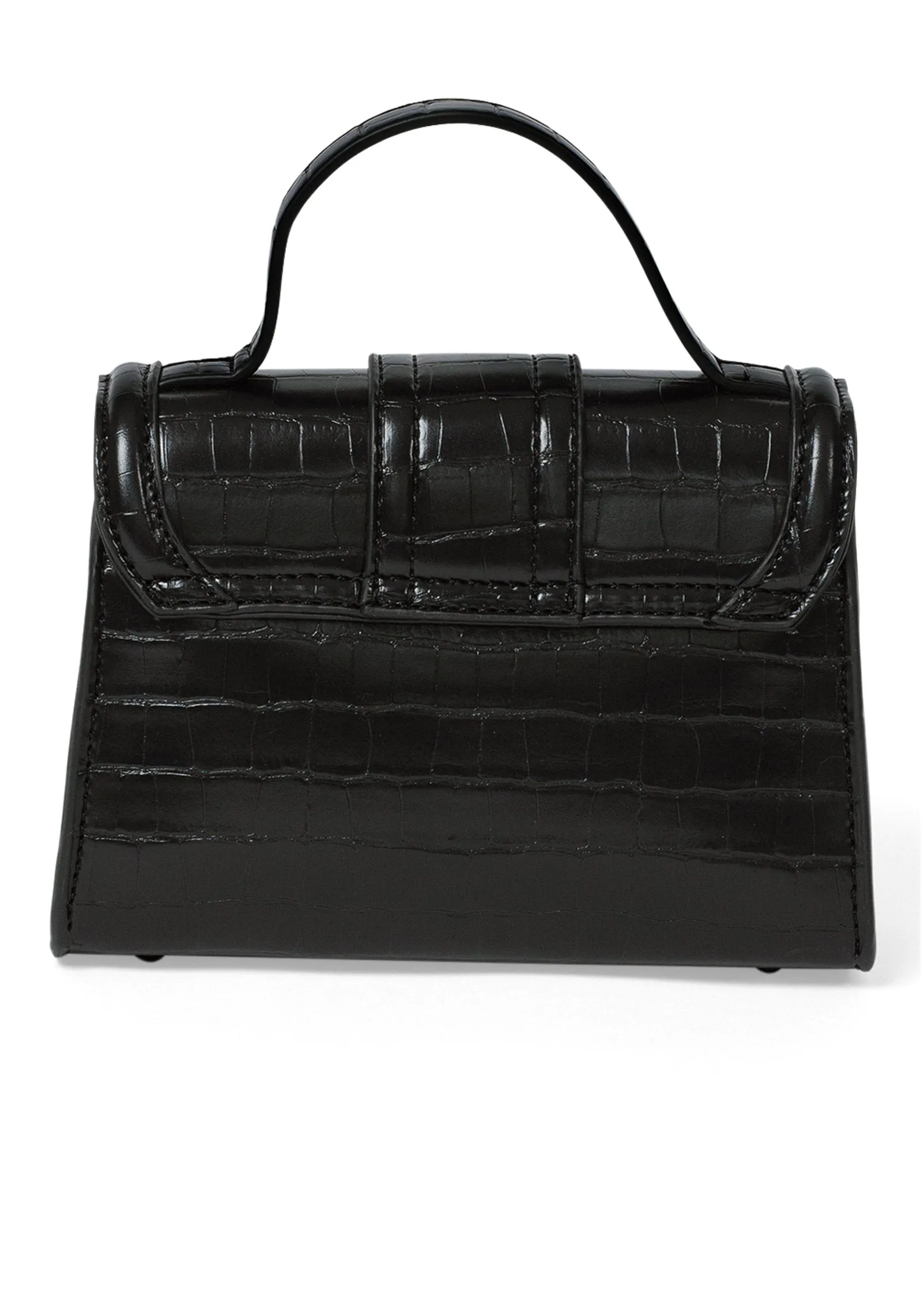 Croc Detail Handbag - Black