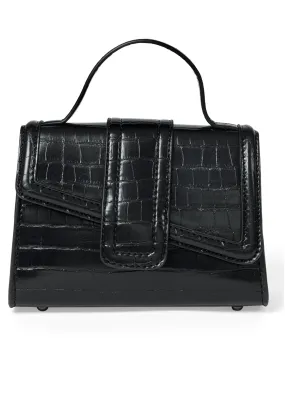 Croc Detail Handbag - Black