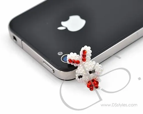 Crystal Headphone Jack Plug - White Rabbit