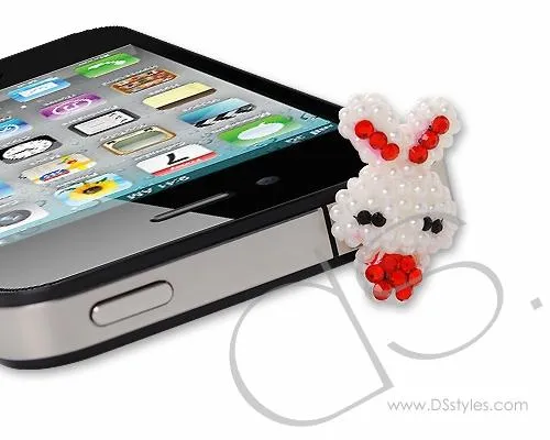 Crystal Headphone Jack Plug - White Rabbit