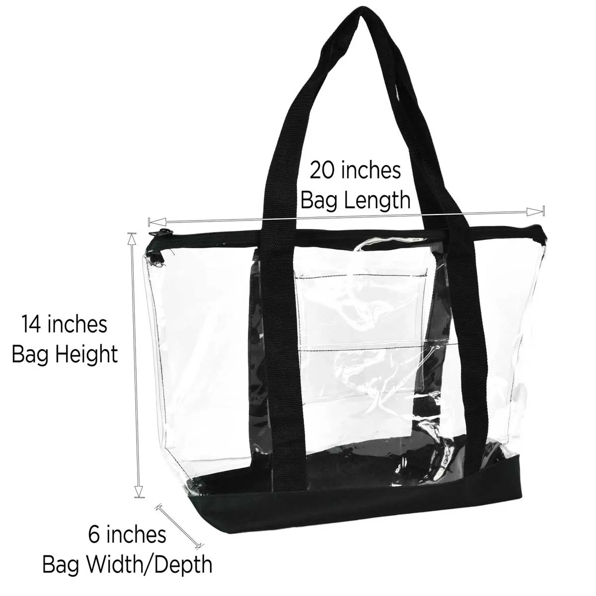 Dalix Clear Shopping Bag Security Work Tote Shoulder Bag Womens Handbag in Black Trim