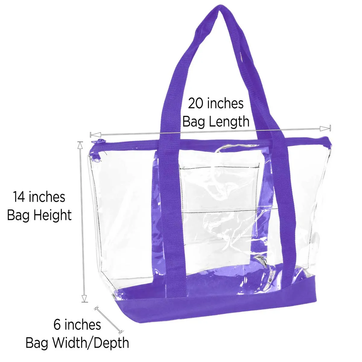 Dalix Clear Shopping Bag Security Work Tote Shoulder Bag Womens Handbag in Black Trim