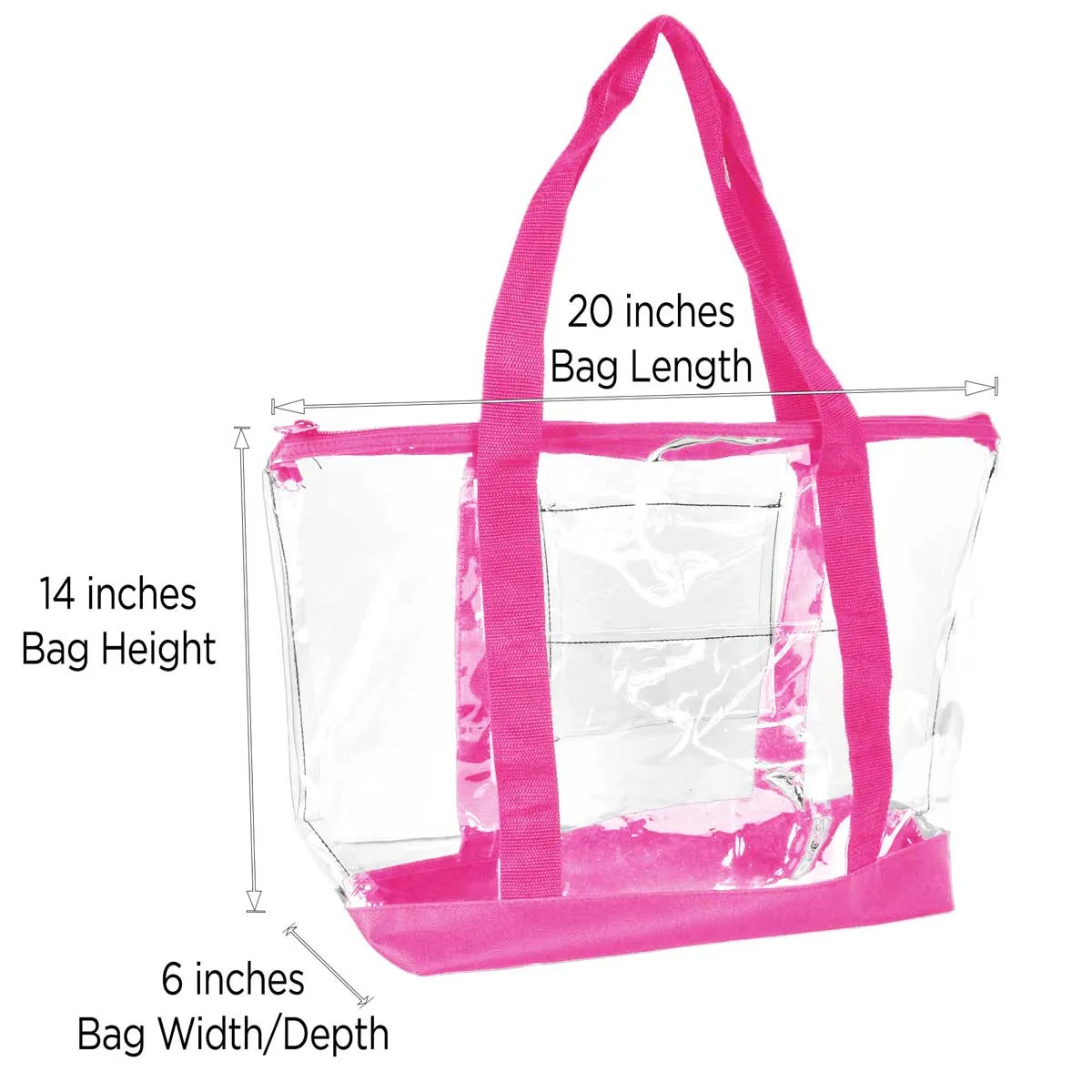 Dalix Clear Shopping Bag Security Work Tote Shoulder Bag Womens Handbag in Black Trim