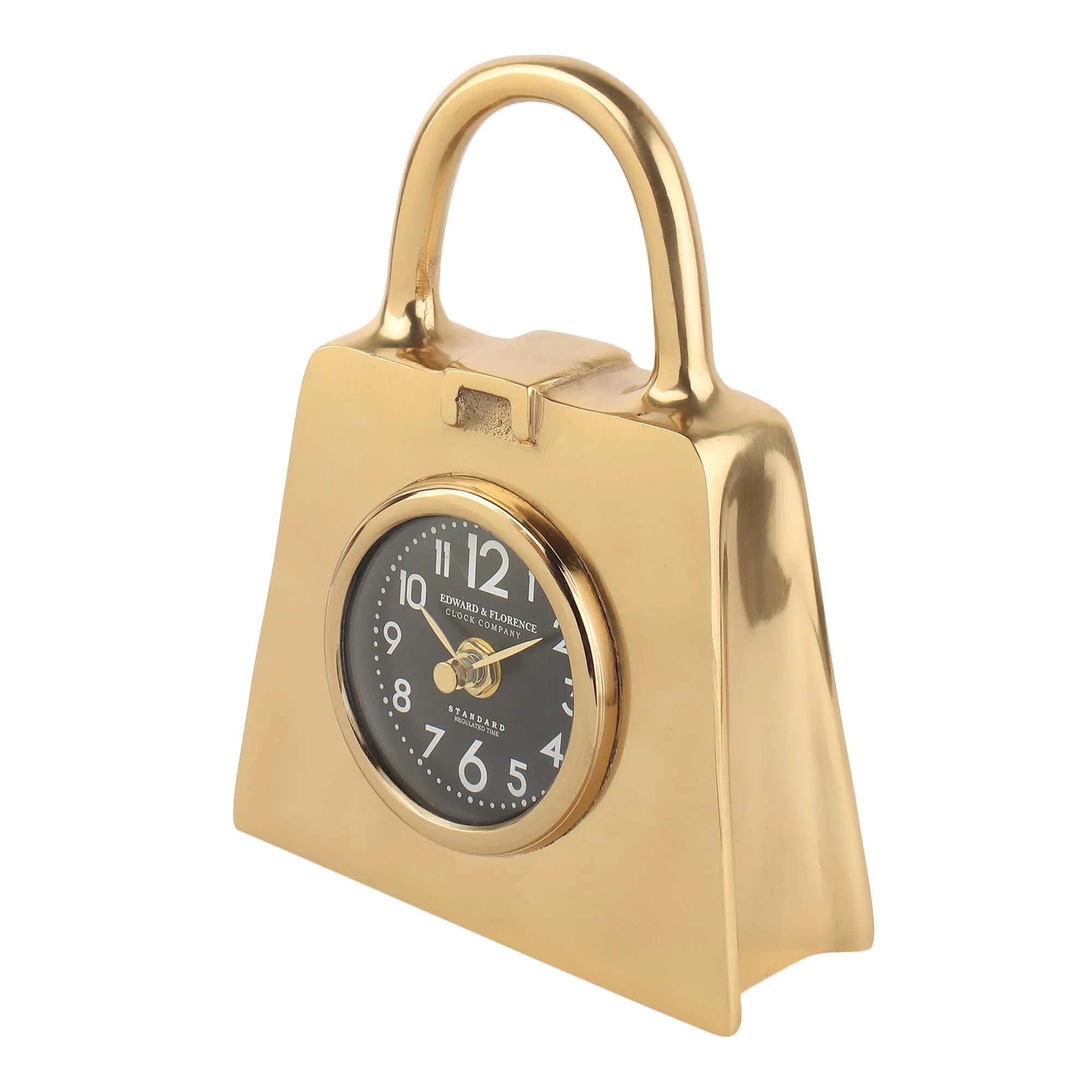 Decor de Maison Bag of Time Table Clock for Home Decor Living Room Bedroom Study Room (Gold)