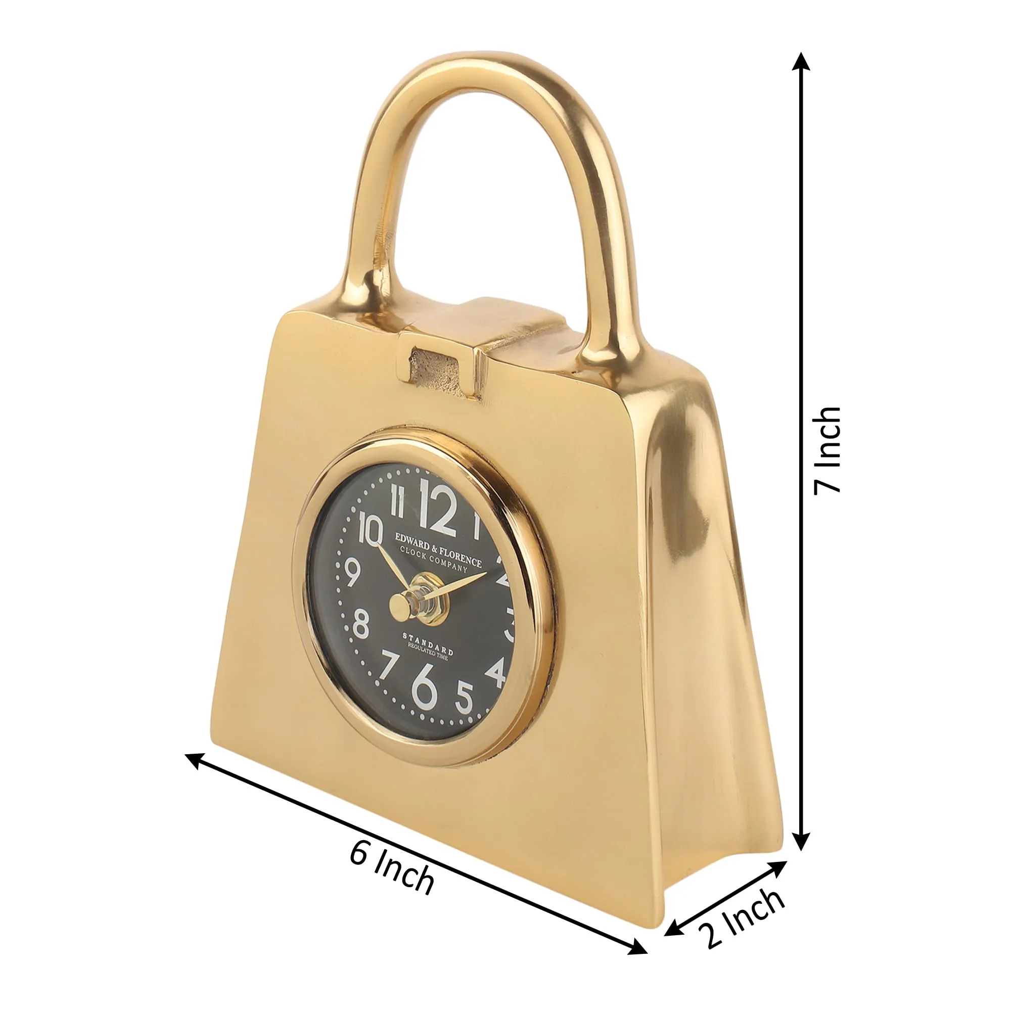 Decor de Maison Bag of Time Table Clock for Home Decor Living Room Bedroom Study Room (Gold)