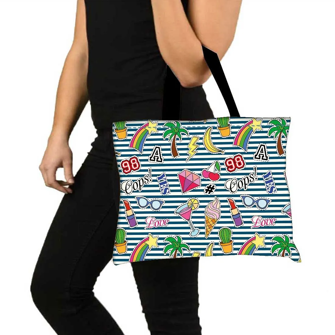 Designer Tote Bag With Zip Beach Gym Travel Bags -  Oops