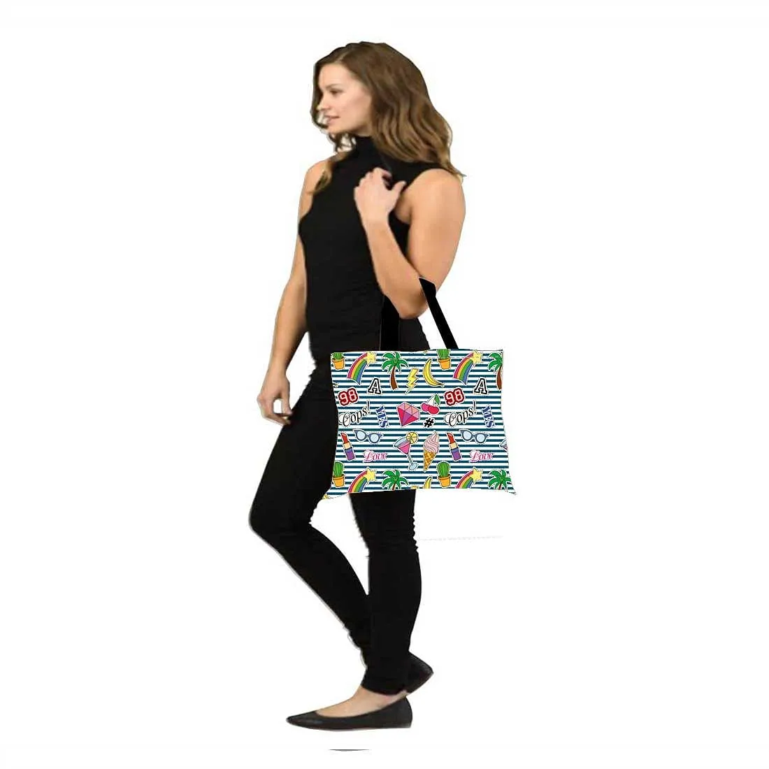 Designer Tote Bag With Zip Beach Gym Travel Bags -  Oops