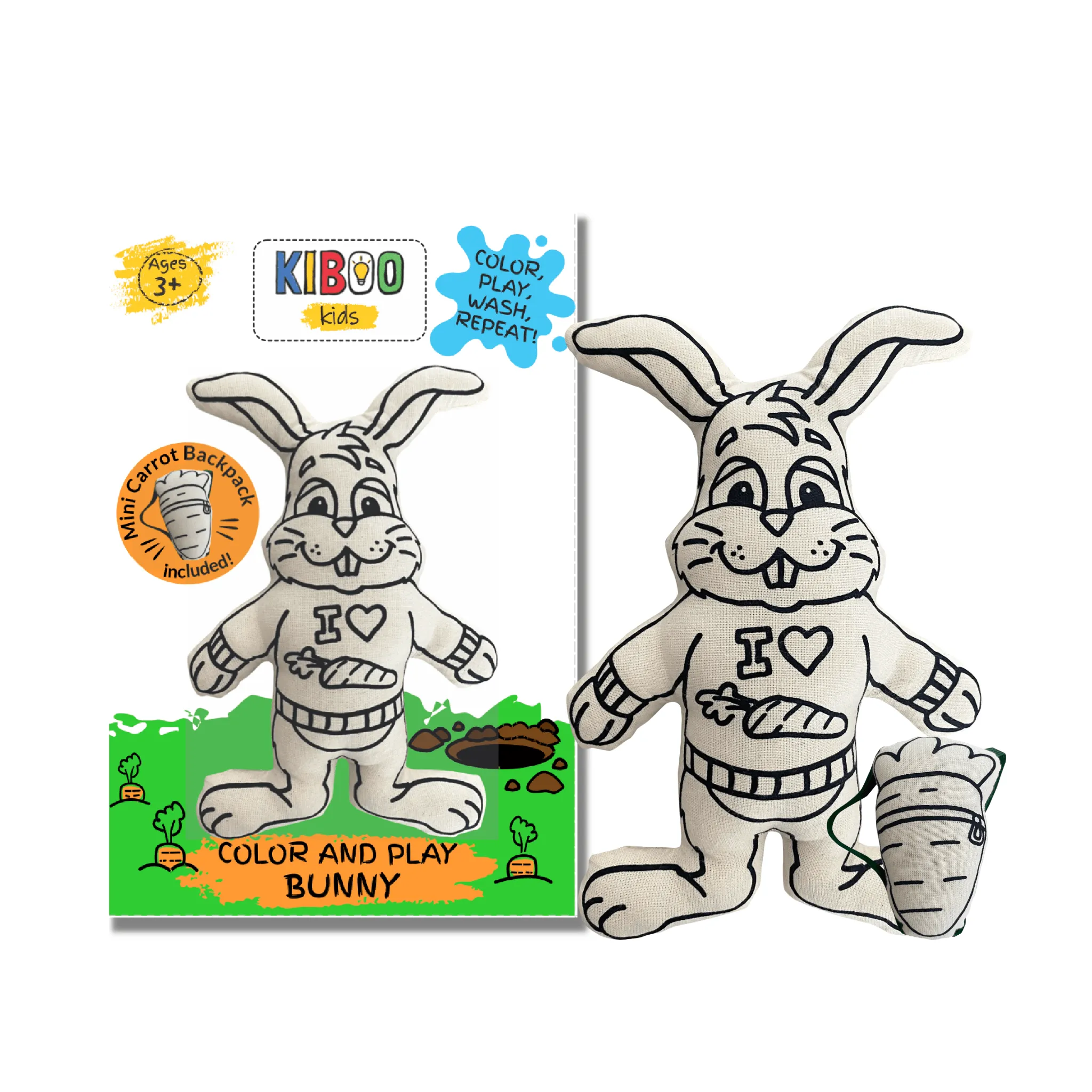 Doll | Bunny with Carrot Backpack Coloring - Activity Set | Kiboo Kids