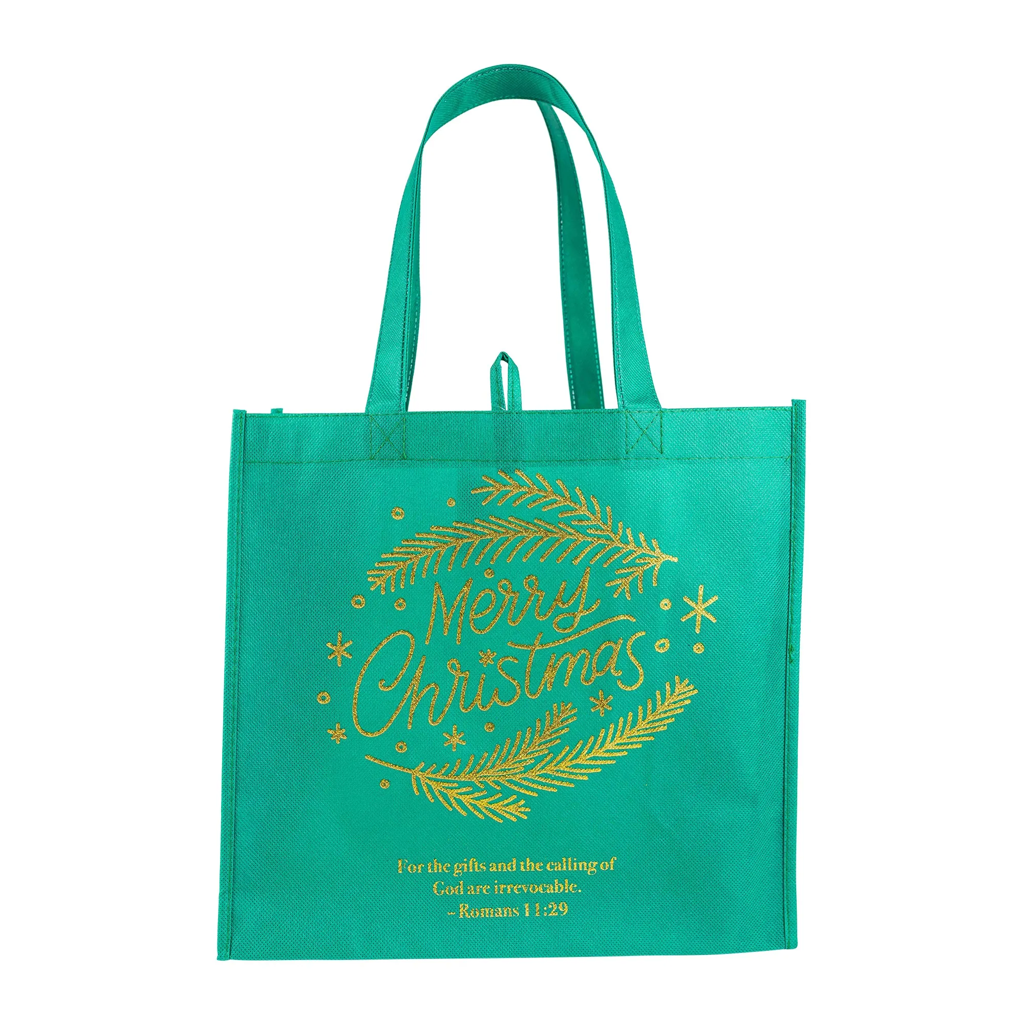 Eco Tote: Christmas-Green/Gold Foil-Merry Christmas